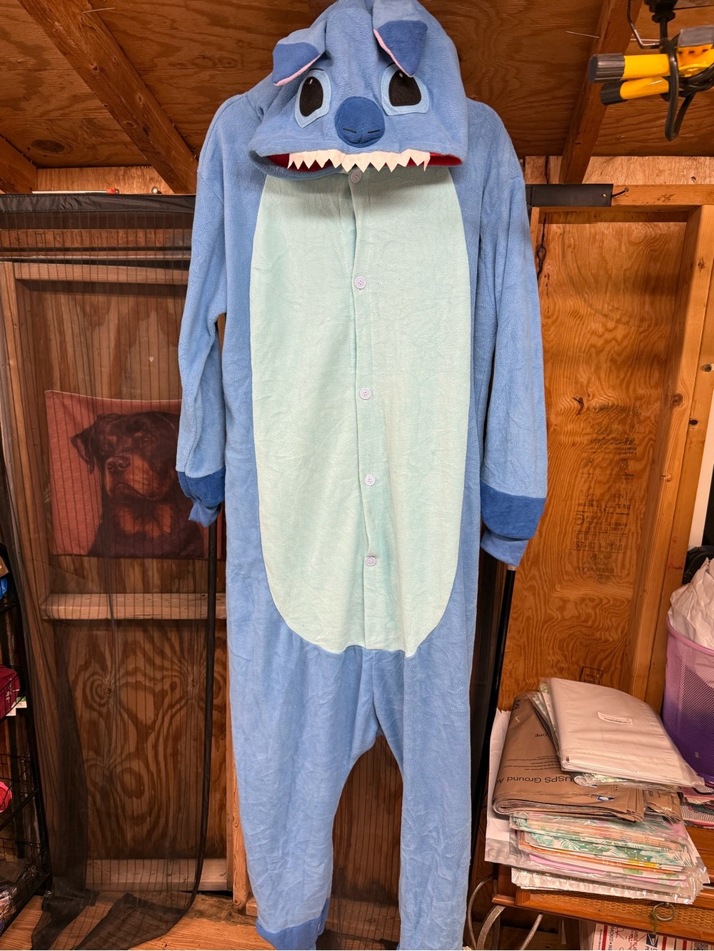 Medium Adult Blue Stitch Character One-Piece Pajama